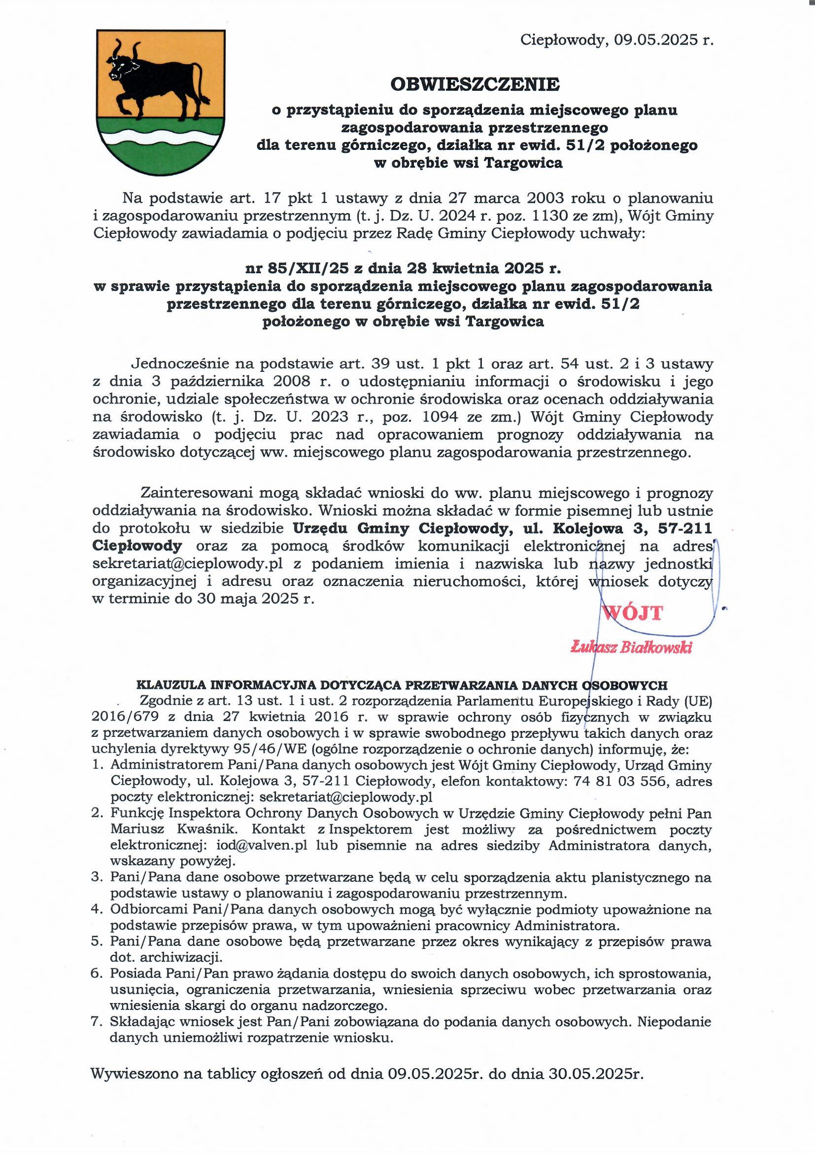2025_05_09 obwieszczenie plan Targowica.jpg